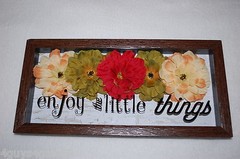 SHADOW BOX ART Pretty Flowers ENJOY THE LITTLE THINGS Wall Hanging 7x15x1.5