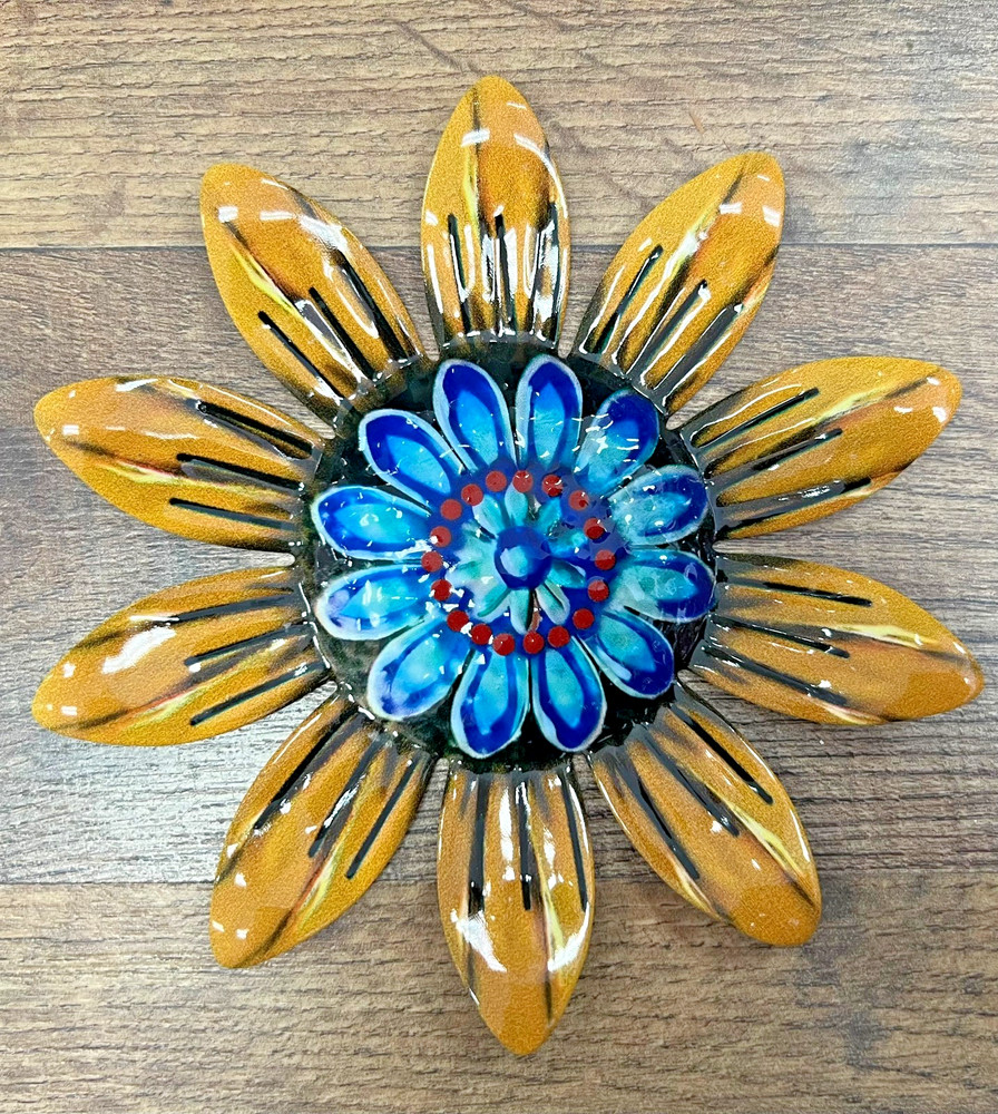 Flower Yellow Metal Wall Decor 5.5″
