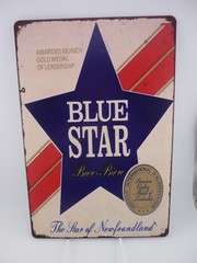 Blue Star Beer Newfoundland Tin Sign Canadian Brewery Bar Pub Wall Decor