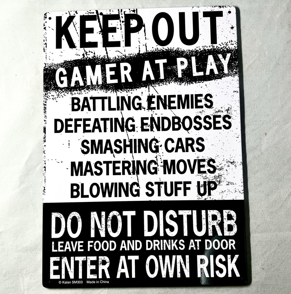 Kalan Keep Out Gamer At Play Do Not Disturb Metal Wall Sign 12×8 SM303