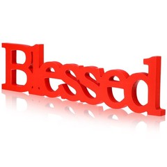 Standing Letter Sign, Blessed Wooden Decor, Shower Christening, Red