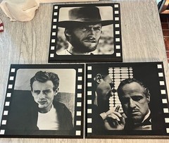 Clint Eastwood ,James Dean ,Marlon Brando Wood Wall Hangings 12 x 12 x 1/2in