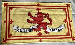 SCOTLAND FOREVER Wall Hanging 16×29 Yellow/Red Lion Rampant, Bought In Scotland