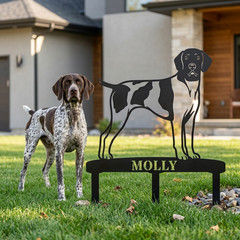 Personalized German Shorthaired Pointer Garden Name Metal Sign With Stakes