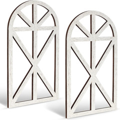 Yulejo 2 Packs 15.16 X 7.7 Inch Rustic Wood Window Frame Wooden Cathedral Arch W