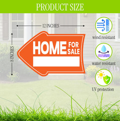 Pack of 4 Home for Sale Sign with Stakes – 12×8 inch Double Sided Home for Sale