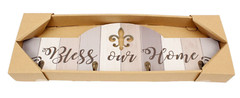 Wall Plaque Sign With Key Hooks 19 X 6 Bless Our Home New Fleur de Lis