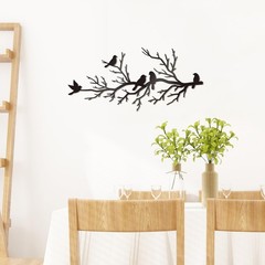 Vivid Large Black Metal Birds On Branch Wall Art Hanging Decor House Garden