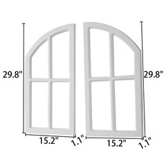 Rustic White Arch Window Frame 30 Inch Tall, 2 Pcs Hanging Distressed White V…