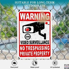 4-Pack Private Property No Trespassing Signs 24/7 Video Surveillance 10×7 Alumin
