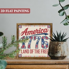 America 1776 Land of the Free Floral Patriotic Wall Art, Home Decor