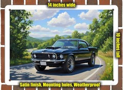 Metal Sign – 1969 Ford Mustang Boss 429 Fastback 1 Oil Painting – 14×10
