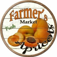 Farmers Market Apricots 12″ Lightweight Metal Circle Sign