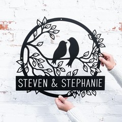 Metal Love Birds Rustic Wedding Decor, Personalized Wedding Gifts, Custom Wed…
