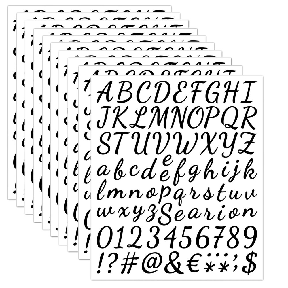 760pcs 10 Sheets Self Adhesive Vinyl Letters Numbers Kit, (black) Cursive Mai…