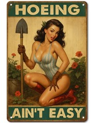 Garden Metal Signs for Outside Hoeing Ain’t Easy Garden Signs & Yard Art Funn…