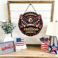 250th Anniversary Merchandise 4th of July Door Sign American Eagle Door Wrea…