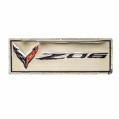 Next Generation C8 Z06 Corvette w/ Flags Stainless Sign – Chrome 35″ x 12″
