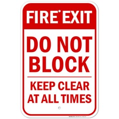 Fire Exit, Do Not Block, Keep Clear Sign,