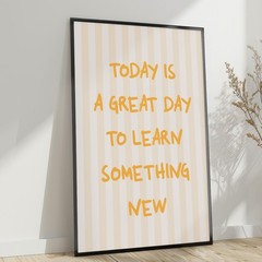 Motivational Quote Poster Yellow Classroom Wall Art For Kids Room Positive Art