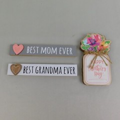 3pc Best Mom Grandma Tabletop Mother’s Day Farmhouse Wood Plaque Signs #3307