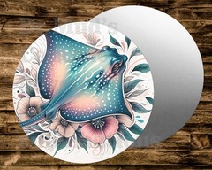 STING RAY ocean nauticaL Round metal Sign for Wreaths, dollhouse, crafts