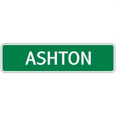 Ashton Street Sign Aluminum Street Sign 18×4 Green Metal White Text Funny