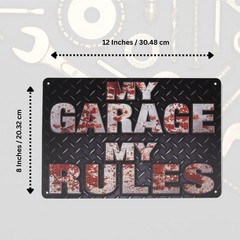 Man Cave Sign My Garage My Rules Metal Wall Art for Garage, Shop or Room Decor
