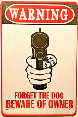 TIN SIGN new 8×12 funny warning beware gun dog shoot no trespassing man cave A34
