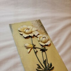 Vintage Boem 3D Wall Art Tile Plaque Floral Style in Resin Vase Signed Boem