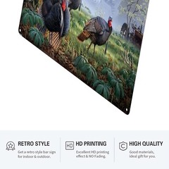 1pc Wild Turkey Aluminum Sign 8×12 Inch – Rustic Hunting Cabin Decor, Nature-The