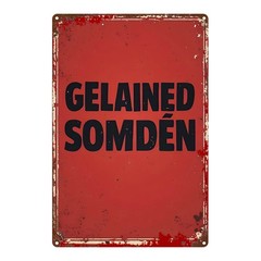 Vintage French Metal Wall Sign Distressed Red White Iron Plaque 8x12in