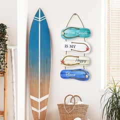 Wooden Flip Flop Beach Decor Sign Nautical Coastal Wood Wall Decor with Rope