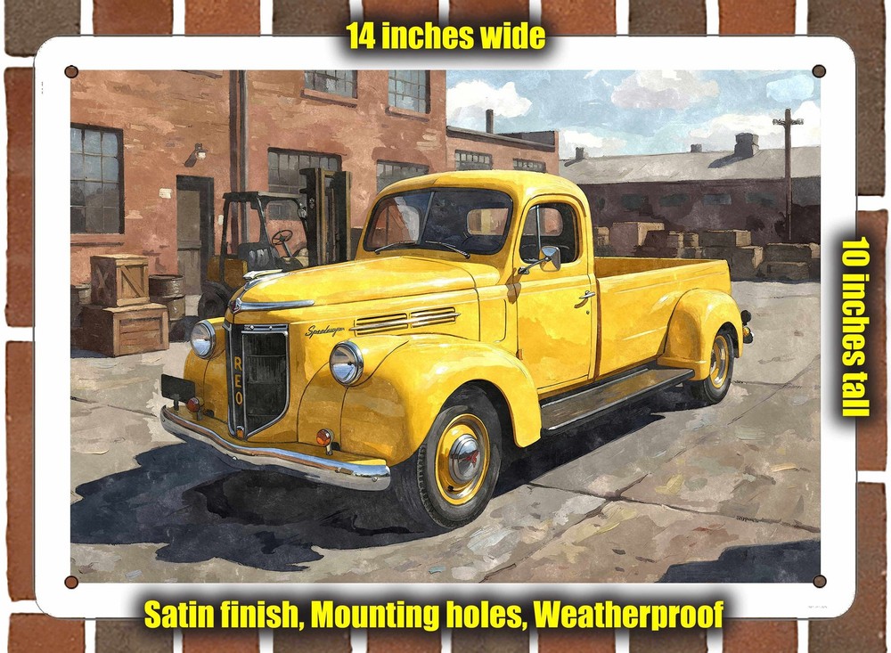 Metal Sign – 1942 REO Speedwagon Pickup Truck 1 Watercolor – 14×10