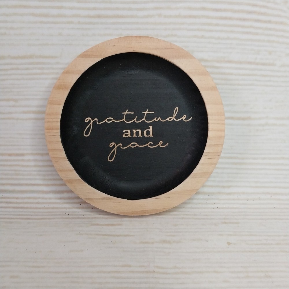 ~New! “Gratitude & Grace” Wood Jewelry Dish Sign Decor Kitchen Bathroom Bedroom
