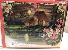 MOONLIGHT & ROSES Wooden Hanging Board Martha Peters “Best Wishes”