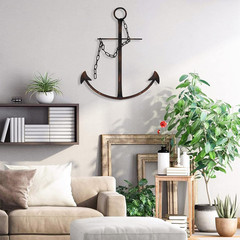 Nautical Anchor Wall Decor, Antique Metal Anchor Art Wall Decor with Chain for B