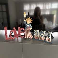 3 pc set 4th of July LOVE Red/White/Blue Wood Table Desk Sign Patriotic Decor