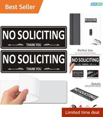 Durable Self-Adhesive ‘No Soliciting’ Signs – 2 Pack, 7.5 x 2.5 Inches Aluminum
