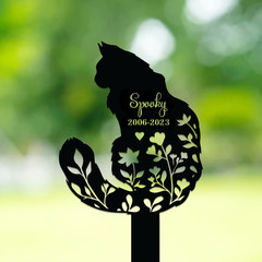 Personalized Cat Memorial Stake, Powder Coated Steel, Pet Grave Marker