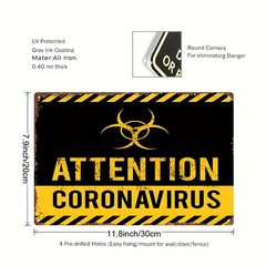 2D Flat Metal Warning Sign – Black Yellow White Stripes