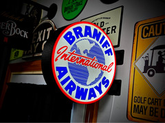 Braniff Airways LED Lightbox Sign 3D Printed Round Wall Mount Man Cave