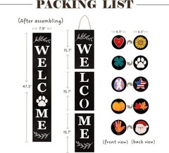 Charming Rustic Welcome Sign for Front Porch – 10 Interchangeable Icons Included
