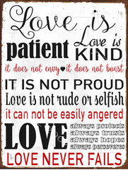 Love is Patient Metal Sign, Prayer, Inspirational Words To Life By