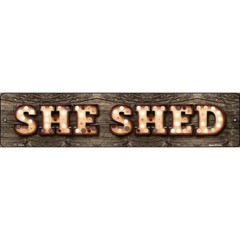 She Shed Bulb Lettering Metal Street Sign Plaque for Home Door Garage Wall