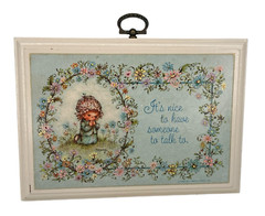 Vtg. Hallmark Plaque Religious Baby Nursery Decor Prayer Floral Wall Hanging