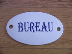 French Enamel Sign – Bureau – Small Oval Vintage Office Metal Sign