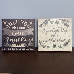 Set Of 2 Home Decor Canvas Farmhouse Country Decor 8.5 X 8.5 Square