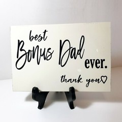 Best Bonus Dad Ever Sign wood Fathers Day gift stepfather blended family quote