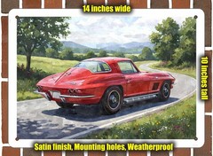 Metal Sign – 1967 Chevrolet Corvette Sting Ray 12 Watercolor – 14×10